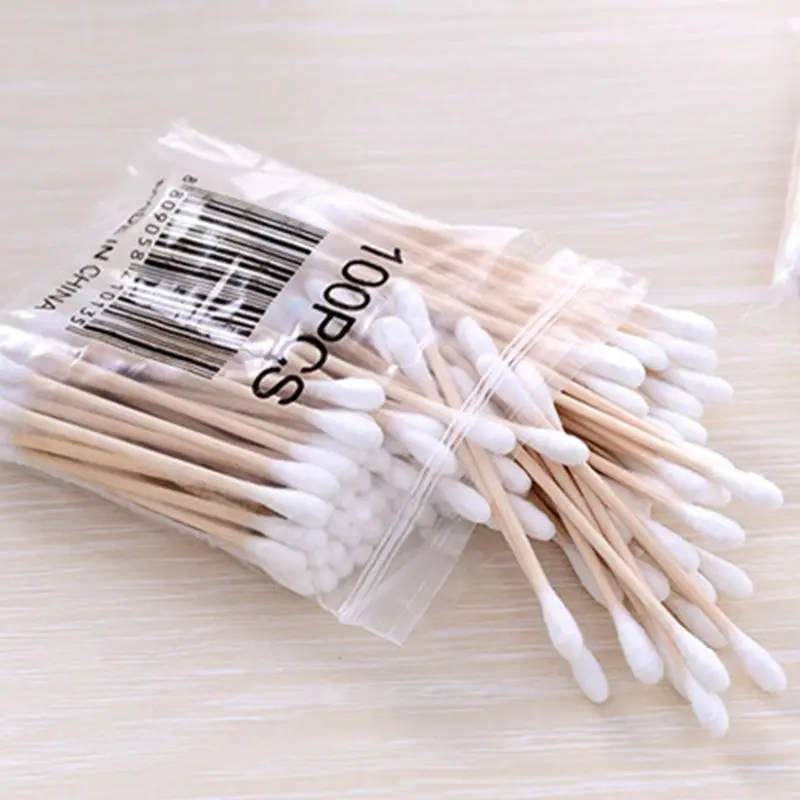 

1 Pack Wooden Cotton Swabs Double-Tipped Multipurpose Safety Nose Ear Cleaning Buds Stick Dust-Free Sterile Makeup Cosmetic Tool