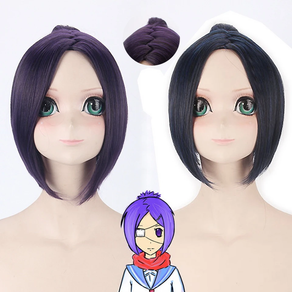 Hitman Reborn короткие искусственные волосы темно синего цвета Kuromu Dokuro Аниме костюм на