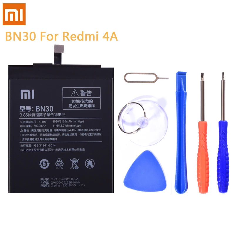 BN30 For Redmi 4A BN34 BN30 BM47 BM22 BM36 Батарея для спортивной камеры Xiao mi Red mi 5A 4A 3 3S 4X mi 5 5S mi 5 mi 5S сменная батарея литий-полимерные батареи - Цвет: BN30 For Redmi 4A