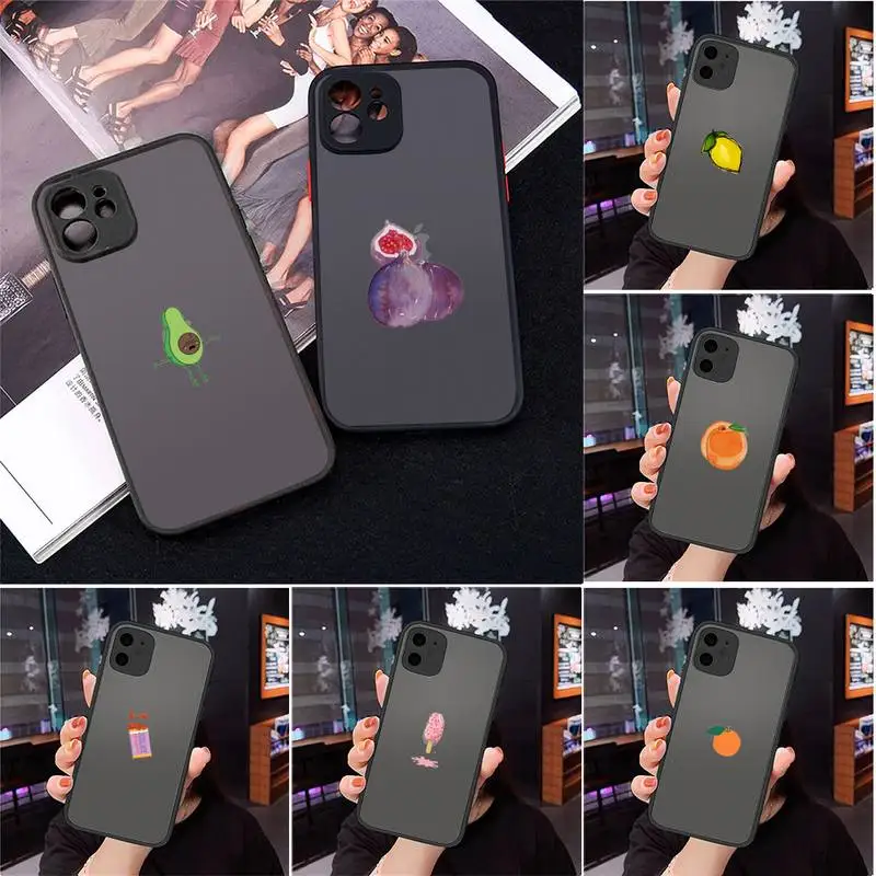 

Cartoon fruit Simplicity Art aesthetics Phone Case Matte Transparent for iPhone 7 8 11 12 s mini pro X XS XR MAX Plus cover