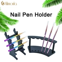 1pc nail art brush holder stand for 6pcs makeup nail brush pens clear black diy brushes rest acrylic display manicure tools
