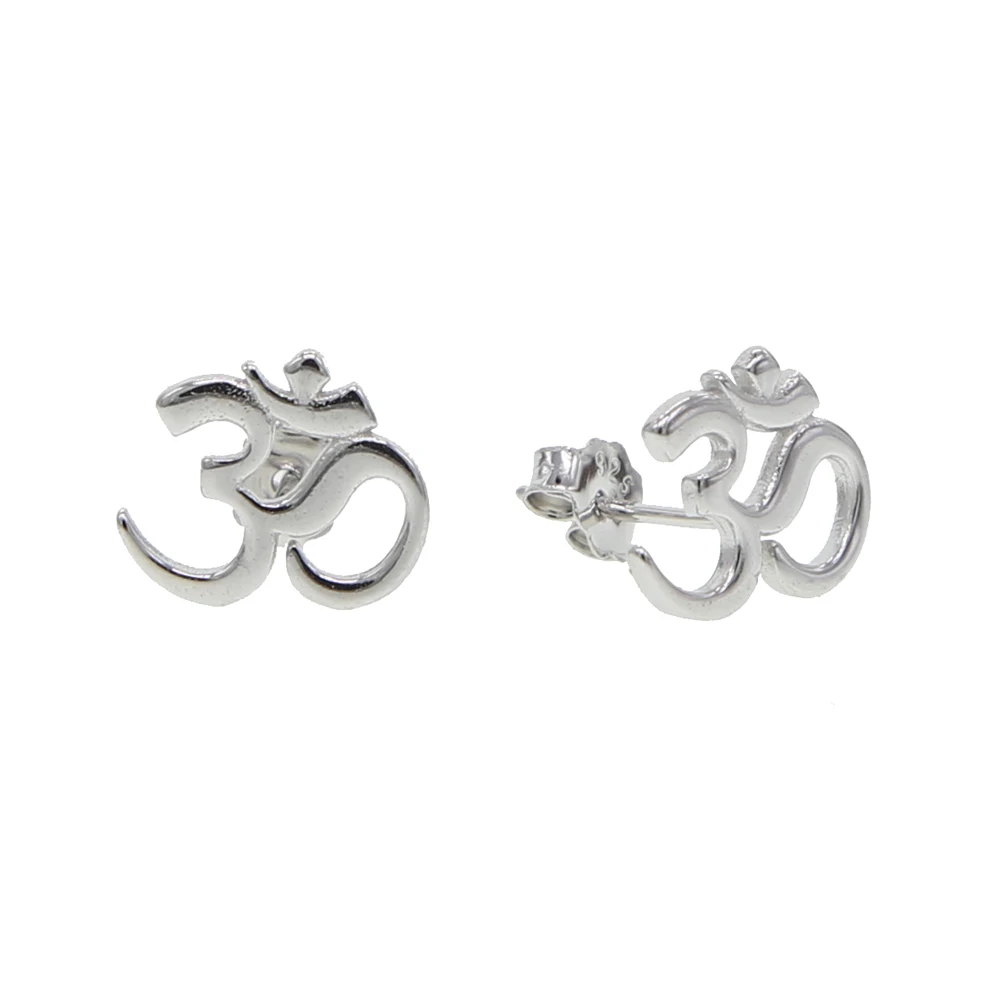 Серьги гвоздики из серебра 100% пробы с индийским символом|earrings earring|stud earringsstud earrings