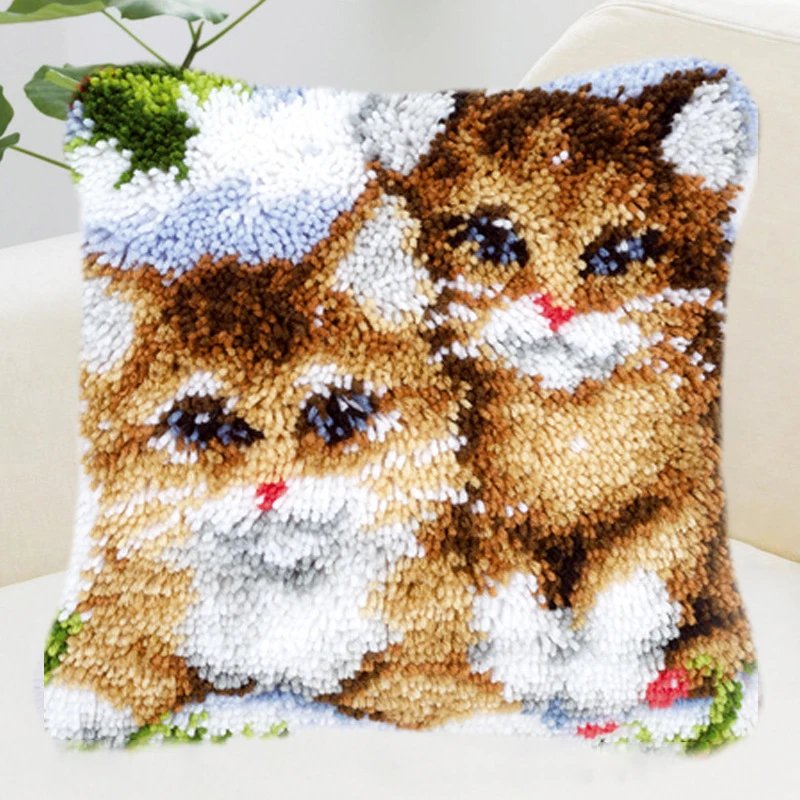 

3D Segment Embroidery Cushion Covers Making DIY Handmade Material Package Exquisite Coarse Wool Cross Stitch Carpet Embroidery