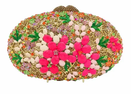 Женская модная Роскошная вечерняя сумочка с кристаллами и цветами, вечерние сумочки, круглые сумочки с бриллиантами, сумки через плечо для леди, клатчи, сумки на день - Цвет: gold