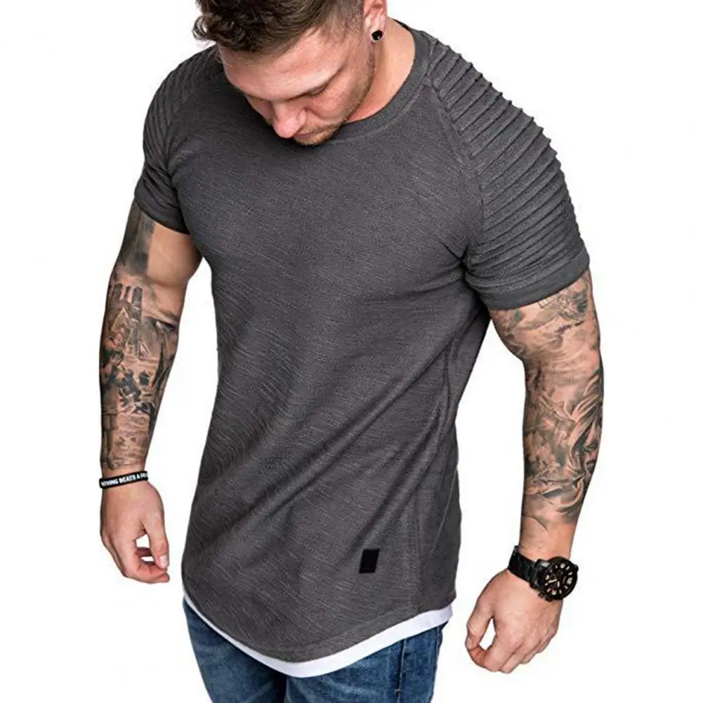 

Men Shirts Short Sleeve Breathable Polyester Slim Shirt Tops for Daily Life