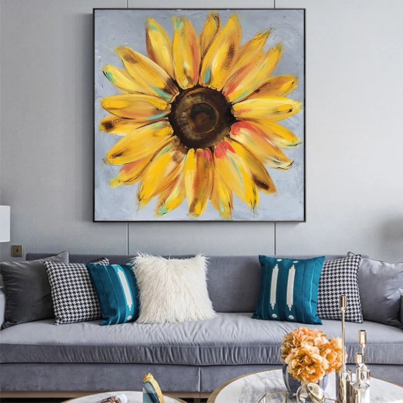 

GoldLife Abstract Yellow Flower Canvas Oil Painting Living Room Wall Posters Quadro Wall Art Canvas Prints Home Decor