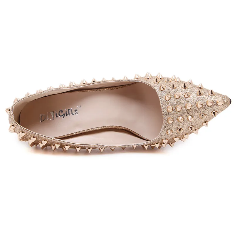 Женские туфли с ремешками и заклепками лодочки на высоком каблуке 12 см острым