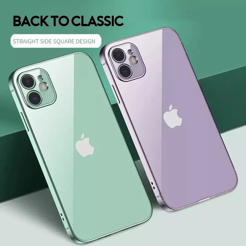 shockproof classic plating frame transparent case for iphone 11 12 pro max mini xr xs max x 8 7 6 6s plus se 2 2020 square cover free global shipping