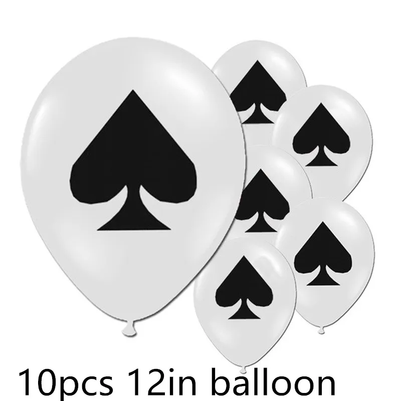 10PCS Spades Вечерние принадлежности для украшения игральных карт, одноразовые столовые приборы, набор баннеров, воздушных шаров для взрослых, игрушки для покера, вечерние украшения - Цвет: 10PCS Spades