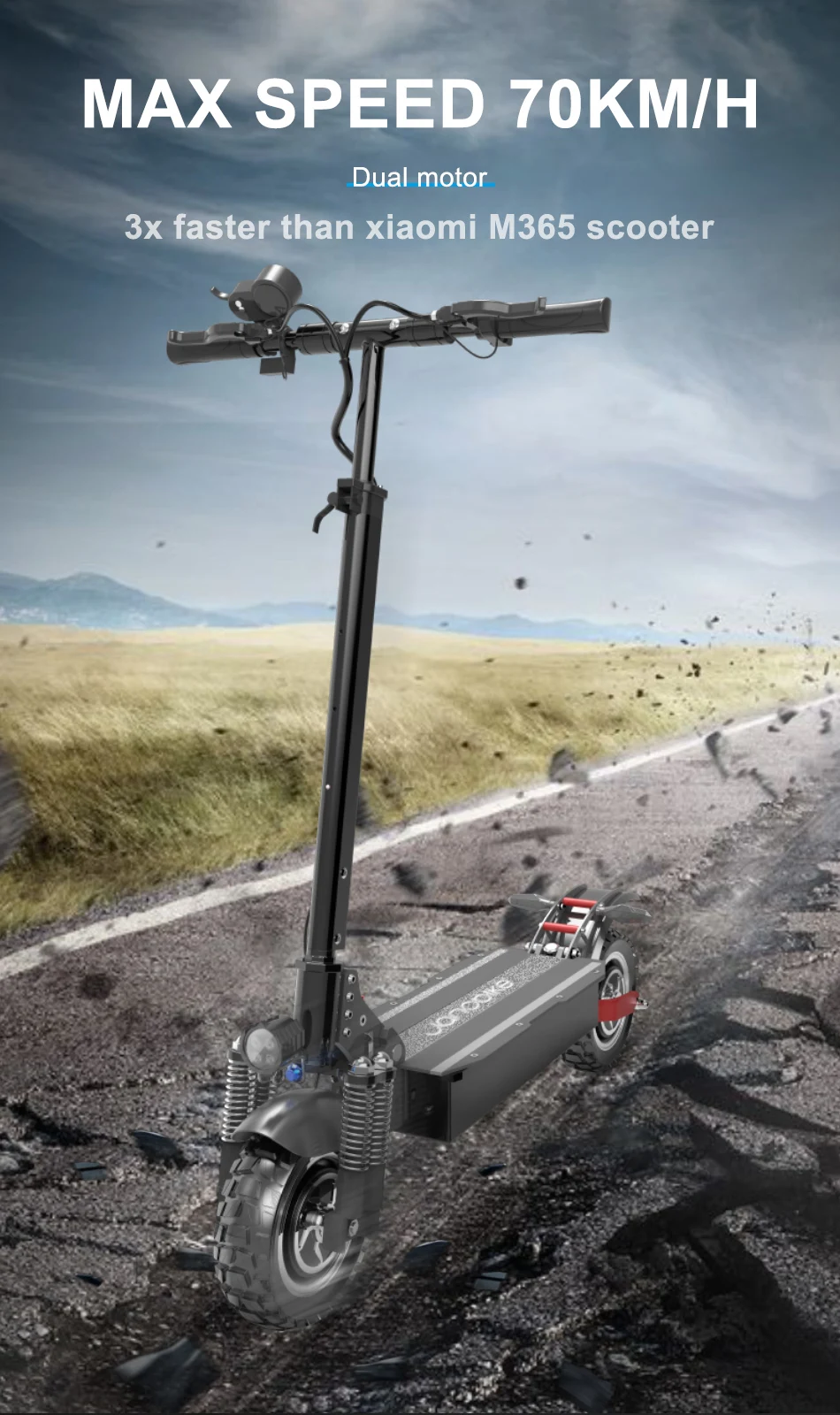 Janobike T10 Pro 2400 Вт Электрический Скутер 70 км/ч 52 в 23.4AH батарея 10 дюймов шины скейтборд