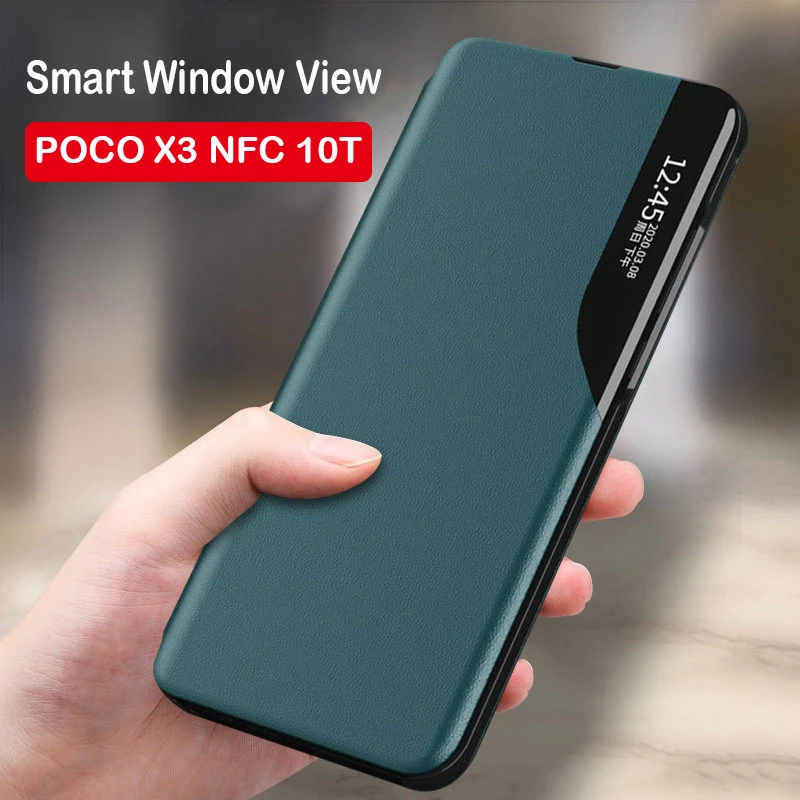 

Smart Clear View Flip Case For Xiaomi 11 POCO X3 NFC X3 Pro M3 10T Lite Redmi K40 Note 8 Pro 8T 9A 9C Stand Leather Phone Cover