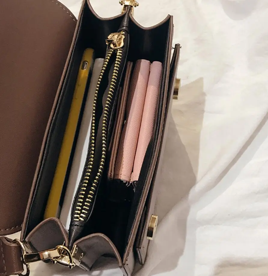 

Retro Fashion Female Square Bag 2021New High Quality PU Leather Women's Designer Handbag Simple Casual Shoulder Messenger Bags