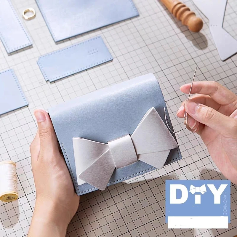 

DIY PU Leather Bag Cute Bow Bottom Base Drawstring Handbag Messenger Bag Handmade Making Parts LL008