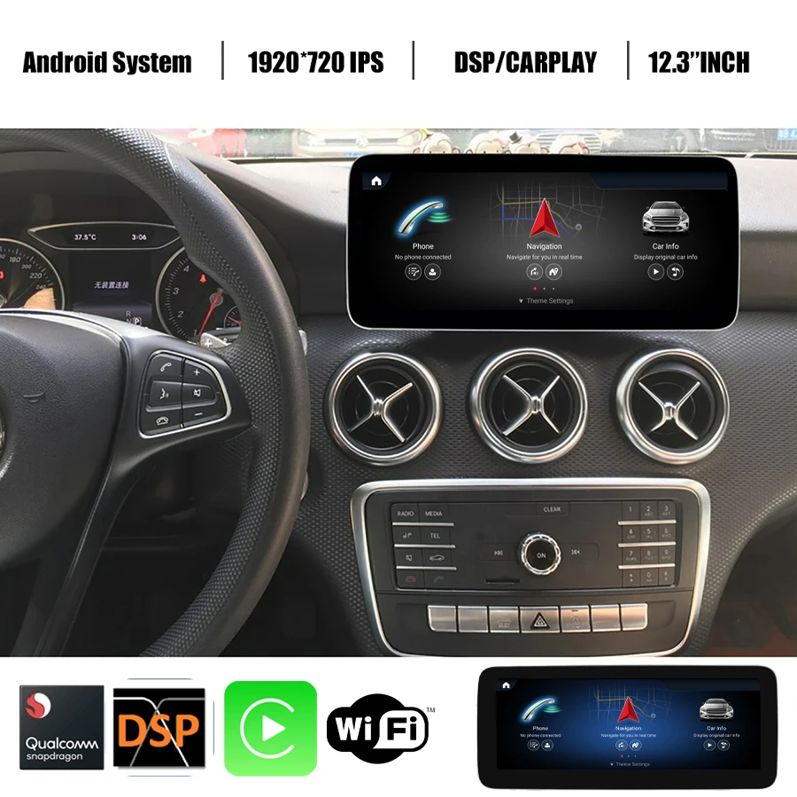 

Автомобильный мультимедийный плеер Android GPS для Mercedes Benz A CLA GLA CLass W176 X156 C117 навигация 8G + 256G Qualcomm BT WIFI 1920*720