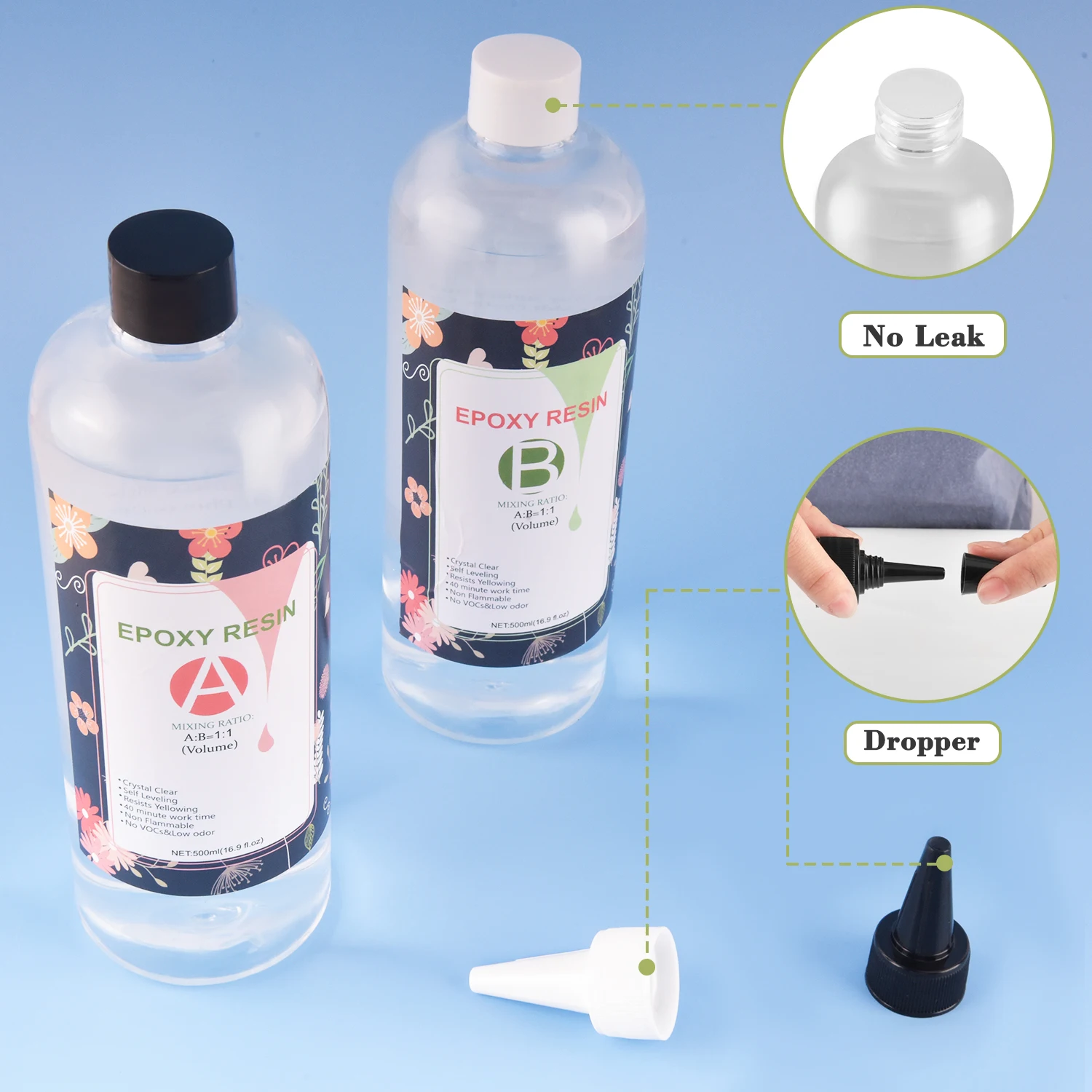 Pegamento transparente de resina epoxi 1:1 AB, pegamento epoxi para bricolaje, accesorios de fabricaci&oacute;n de joyas, 408g/500g/1000g-1