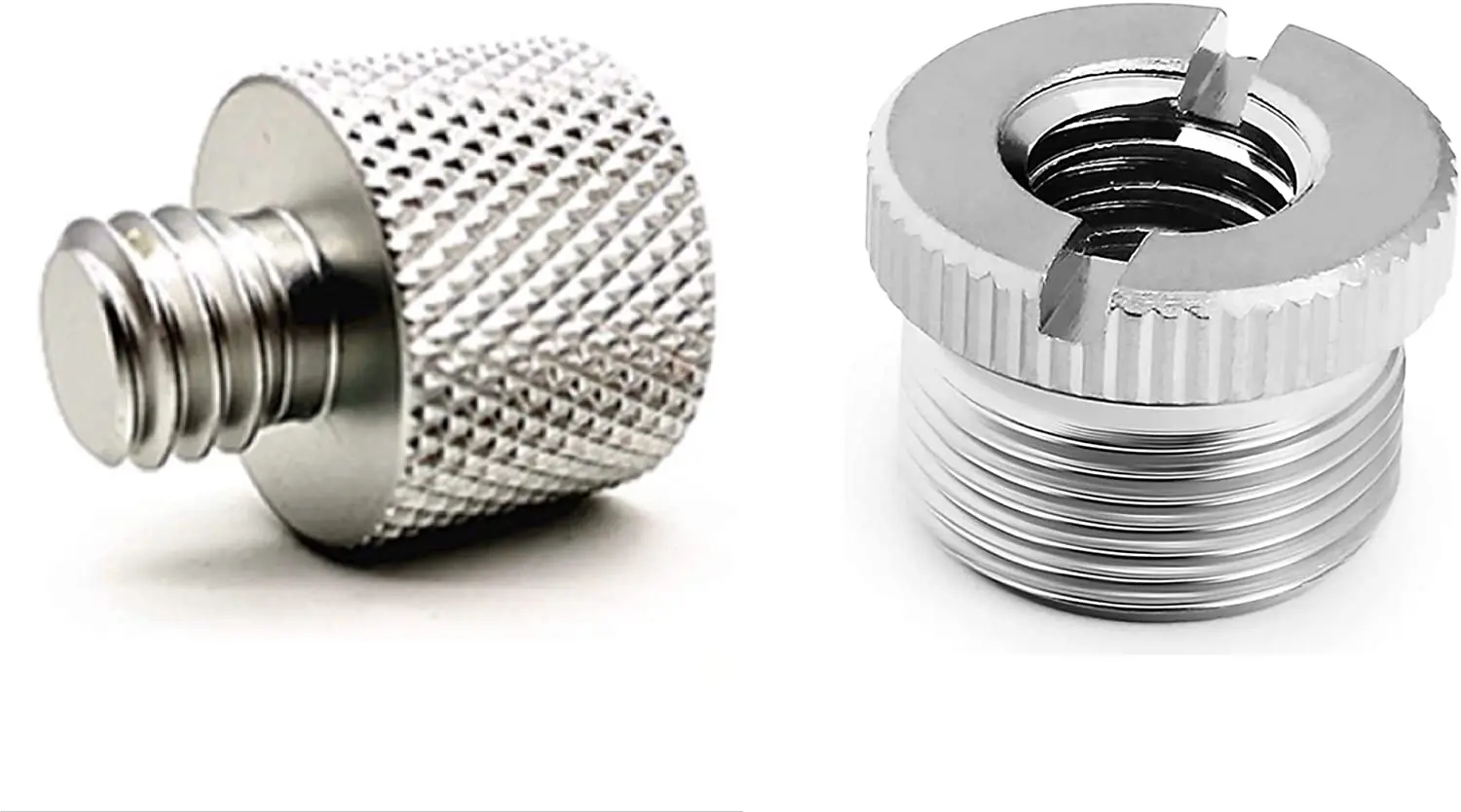 

Mic Stand Adapter 3/8 Female to 5/8 Male and 5/8 Female to 3/8 Male Screw Adapter Knurled Thread Adapter for Microphone Stand
