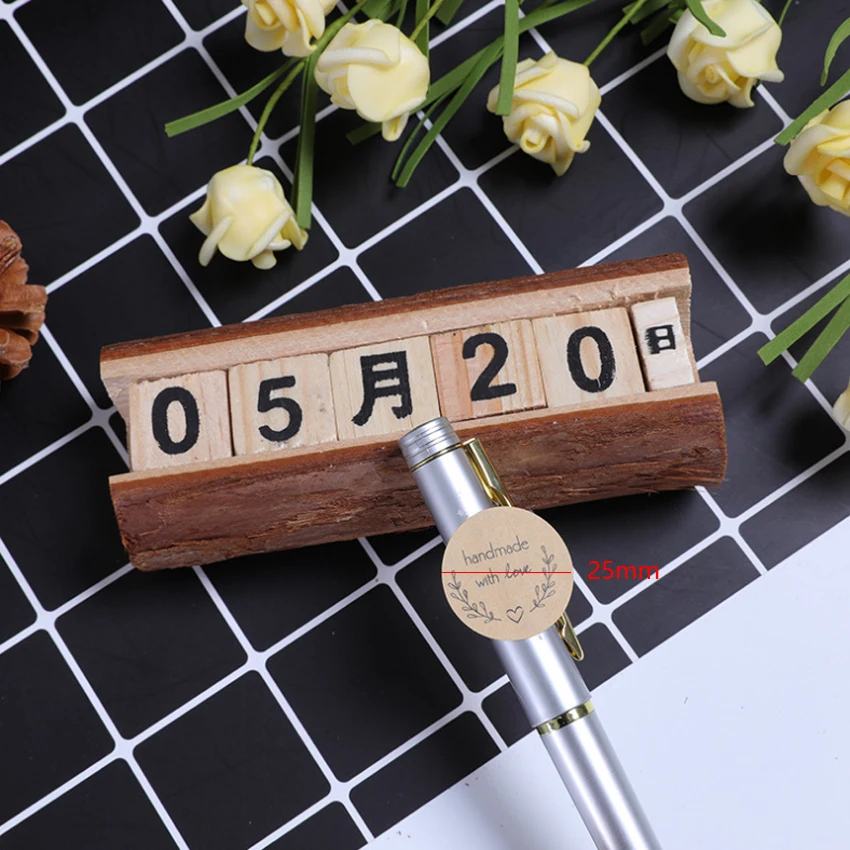 

1600pcs/lot handmade with love 25mm Three Color Stickers decoration Stickers