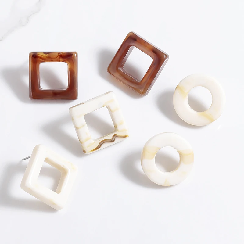 Простые акриловые маленькие серьги гвоздики для женщин круглые геометрические