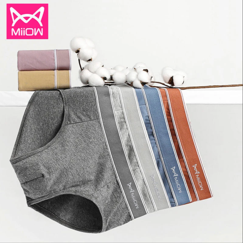 

MiiOW Men's Underwear, Men's Briefs, Mid-waist Men's Shorts, Wide Waist, Solid Color Cotton Sexy Underwear, Graphene