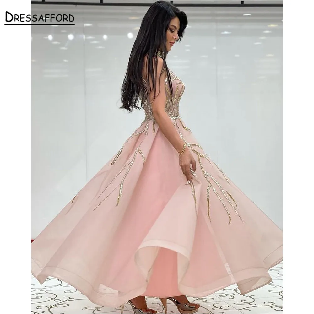 

Платье женское вечернее ТРАПЕЦИЕВИДНОЕ до щиколотки с воротником-халтер