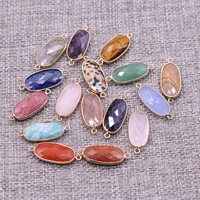 natural stone connector exquisite section oval semi precious pendant for jewelry making diy necklace bracelet accessory