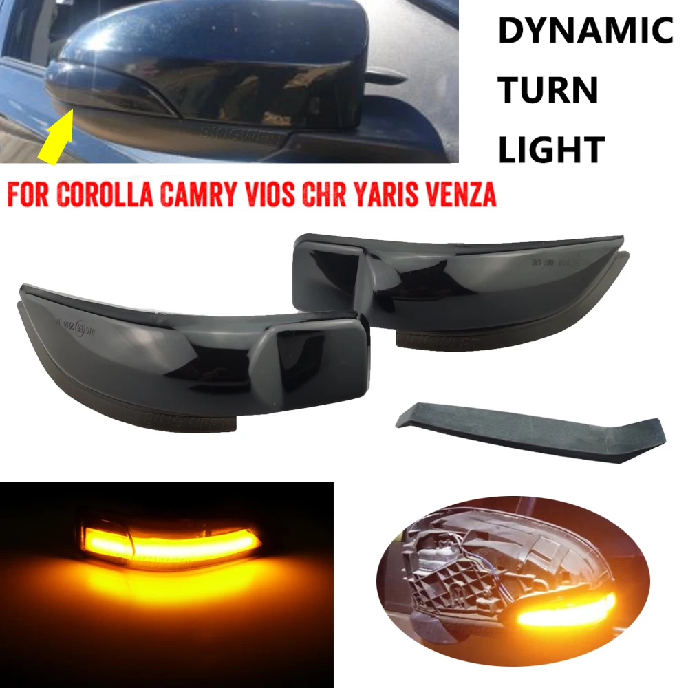 

2PCS Dynamic LED Turn Signal Light For Toyota CHR C-HR 2017 (The Light as Picture Style Only) Side Wing Mirror Indicator