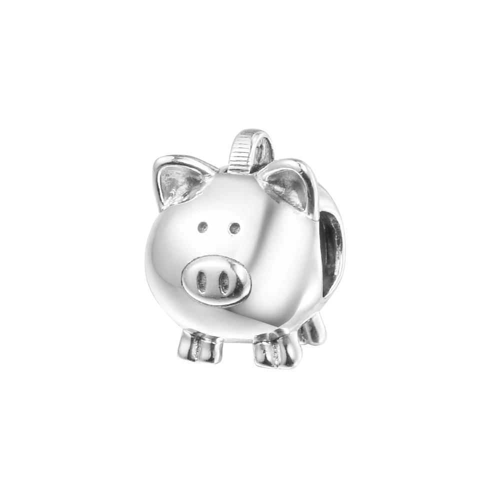 

DIY Fits for Pandora Charms Bracelets Cute Piggy Bank Beads 100% 925 Sterling-Silver-Jewelry Kralen 2021 New Free Shipping