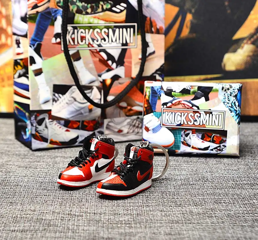a pair w metal ring Персональный DIY Jordan Generation AIR JORDAN 1 chicago 3D кроссовок фигурный брелок сумка Подвеска парный брелок - Цвет: a pair w metal ring