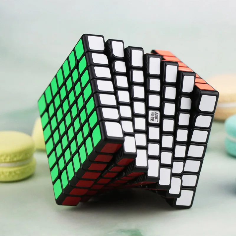 Black Yongjun Yufu V2M 7x7x7 волшебный магнитный кубик без наклеек профессиональные магниты головоломка скорость Cubo Migico YJ 7x7 обучающая игрушка подарок - Цвет: Black