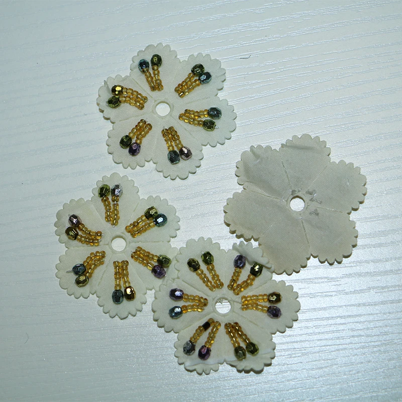 5 Pcs/pack Handmade Rhinestone beaded DIY Satin Ribbon Cherry blossoms Sewing Small Wedding Party Craft Decor Badges | Дом и сад
