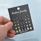 Комплект женских серег-гвоздиков в богемном стиле, винтажные геометрические украшения, 15 Парыкомпл., серьги с кристаллами и жемчугом