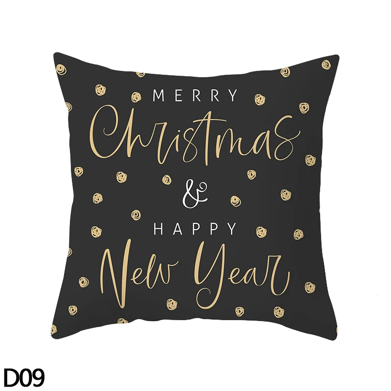 D09 new year Санта Клаус веселая Рождественская наволочка для подушки, чехол для дивана, дома, кровати автомобиля, наволочка из полиэстера, Рождественские декоративные наволочки 45*45 см - Цвет: D09 new year