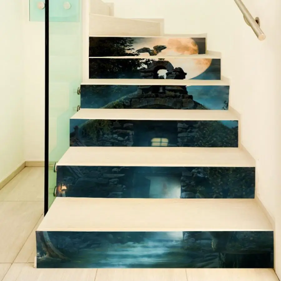 Настенные наклейки со съемными лестницами украшение на Хэллоуин 3D настенные