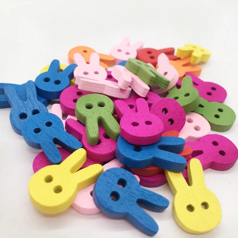 Ручная работа DIY цветные пуговицы кролика деревянные детская одежда ручной