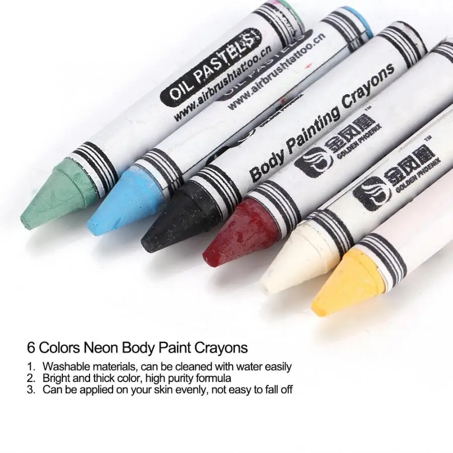 Краска для лица 6 цветов неоновая краска тела мелки пигмент детей картина