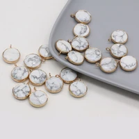 natural stone pendant round shape white turquoise exquisite charms for jewelry making diy bracelet necklace earring accessories