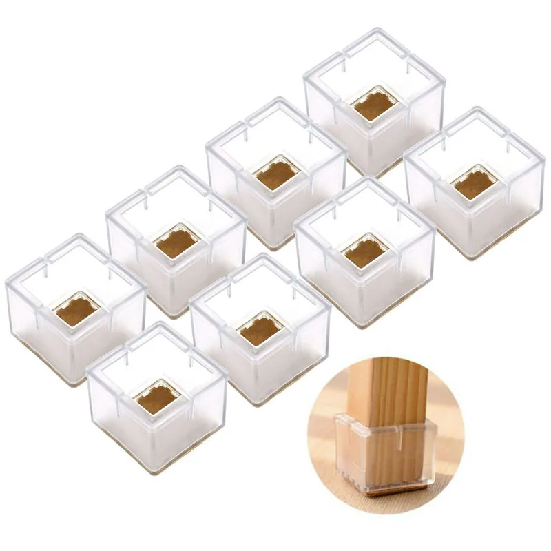 

16pcs/sets Silicone Furniture Table Feet Cover Chair Leg Caps Pads Socks Floor Protectors Square Bottom Non-Slip Anti-noise Cups