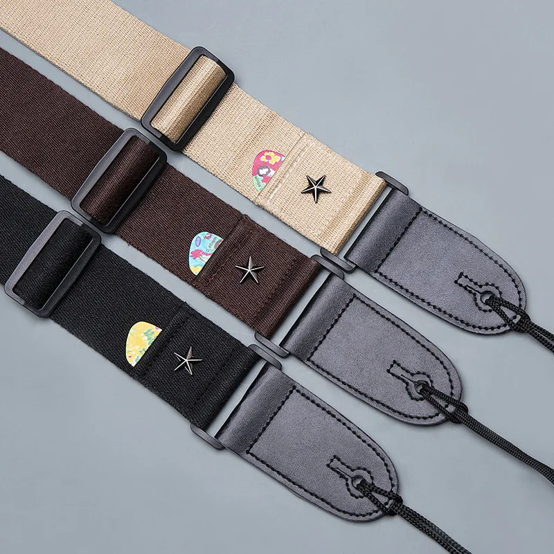 elektrische gitarre strap einstellbare akustische folk gitarre bass gürtel vintage kreuz persönlichkeit ukulele gitarre straps mit pick tasc