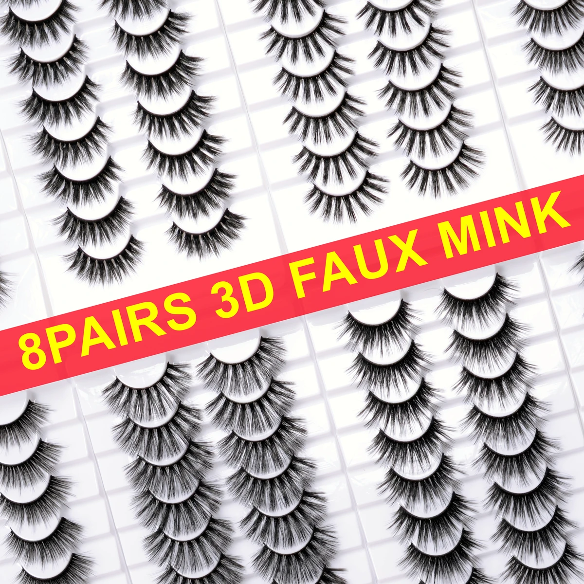 Накладные ресницы EYENGLE 3D натуральные густые длинные мягкие норковые ручной