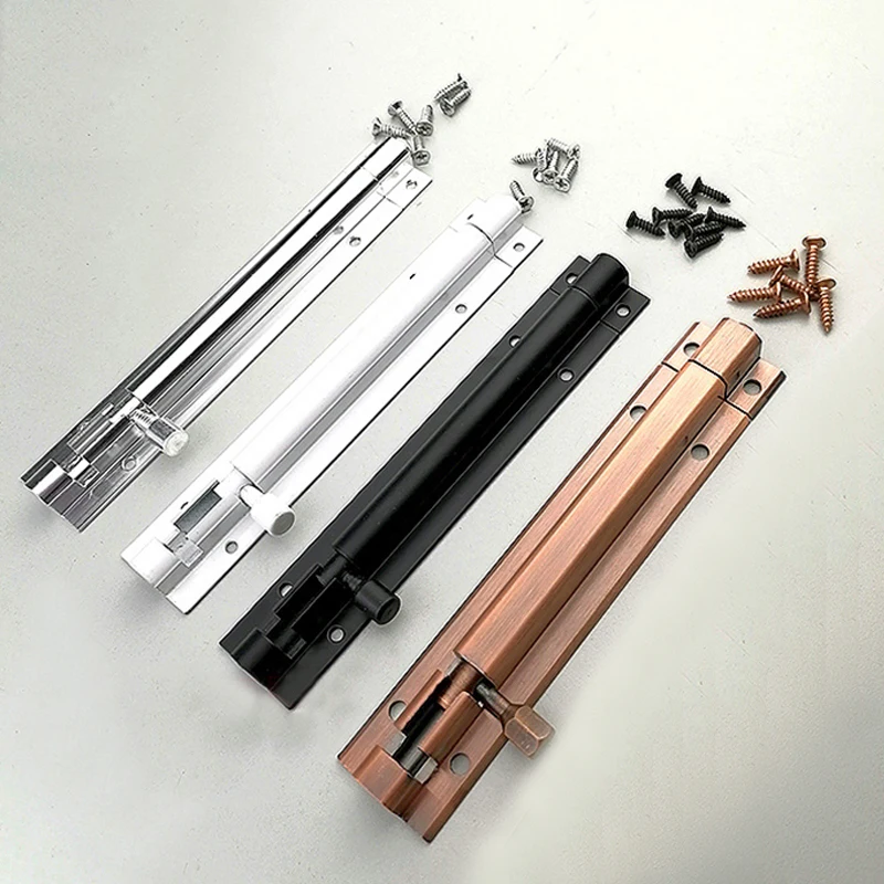 

New Long Door Bolts Latch Aluminum Alloy Wood Box Cabinet Sliding Bolt Latch Hasp Clasp Staple Gate Safety Lock Door Hardware