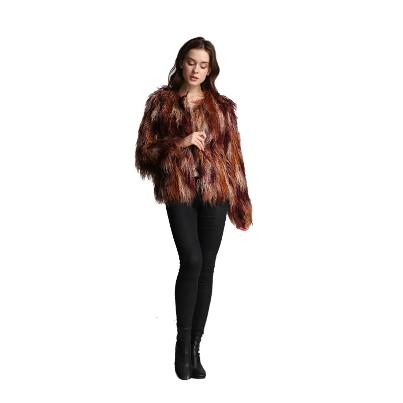 Large Women's Fur Imitation Fur Coat Color Beach Wool Women's Short Coat