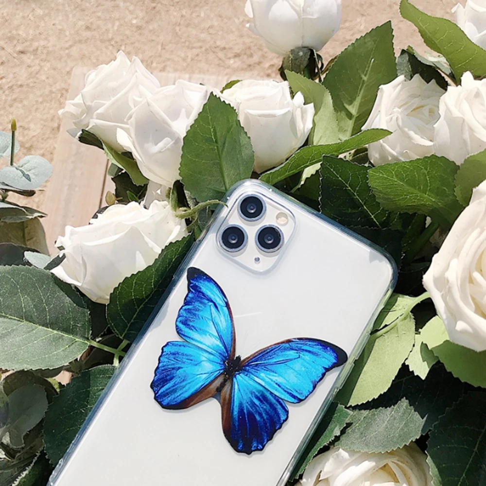 Прозрачный модный синий чехол для телефона с бабочками Apple iPhone 11 Pro XR XS Max X 6 6S7 8 plus