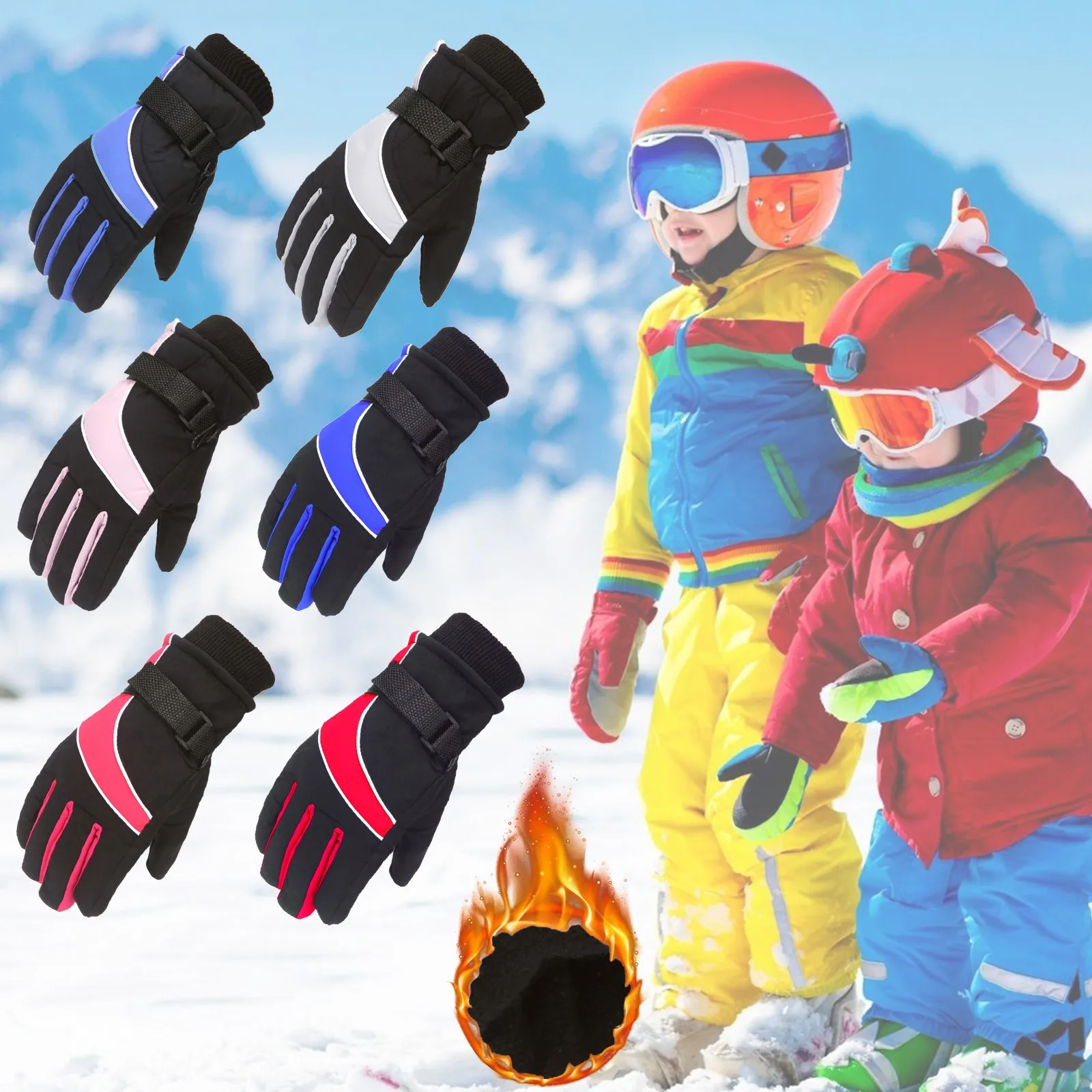 

Outdoor Warm Gloves Winter Outdoor Kids Boys Girls Snow Skating Snowboarding Windproof Warm Ski Gloves варежки женские зимние