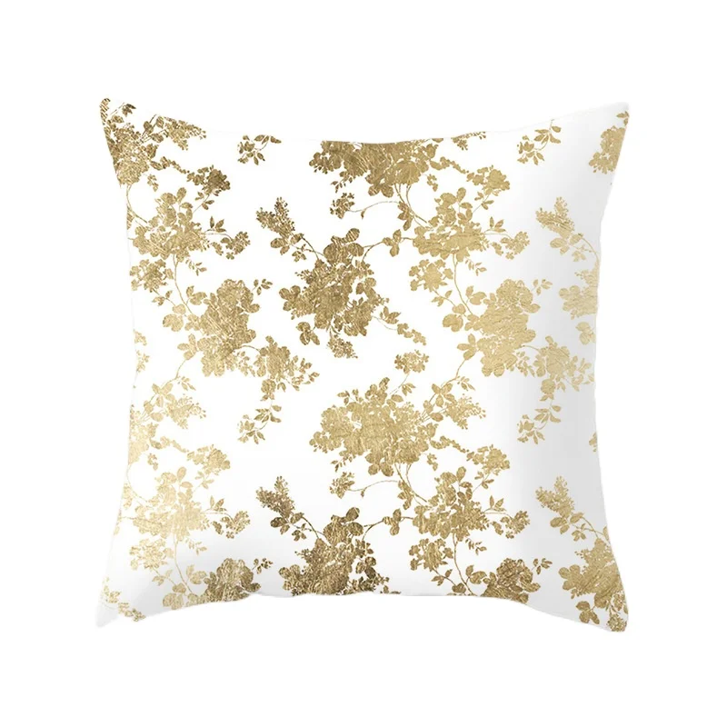 

European-Style Golden Geometric Car Pillow Cover Custom Sofa Cushion Household Goods Wholesale