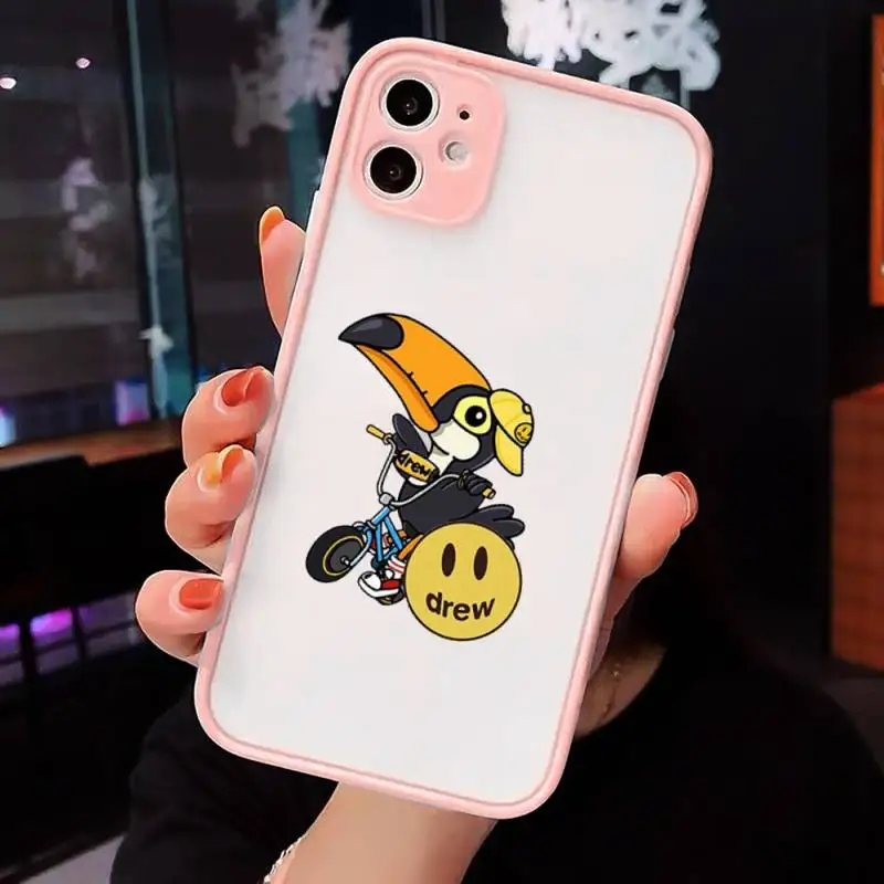 

drew house Phone Cases matte transparent For Pink iPhone 7 8 x xs xr 11 12 pro plus max mini Clear Funda