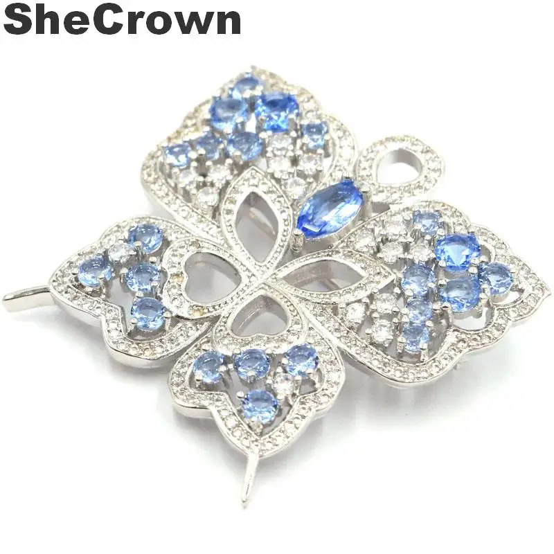 37x37 мм длинная Большая Тяжелая 11 6 г бабочка богатый синий фиолетовый Танзанит CZ