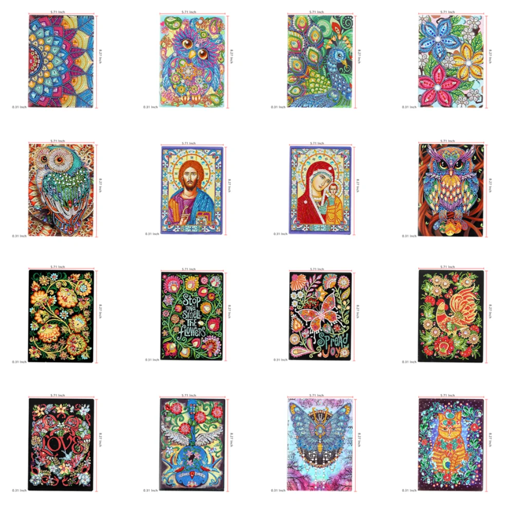 

Алмазная живопись особой формы «сделай сам», Сова, цветы, офисный блокнот, вышивка крестиком, алмазная вышивка, альбом для рисования, альбом ...