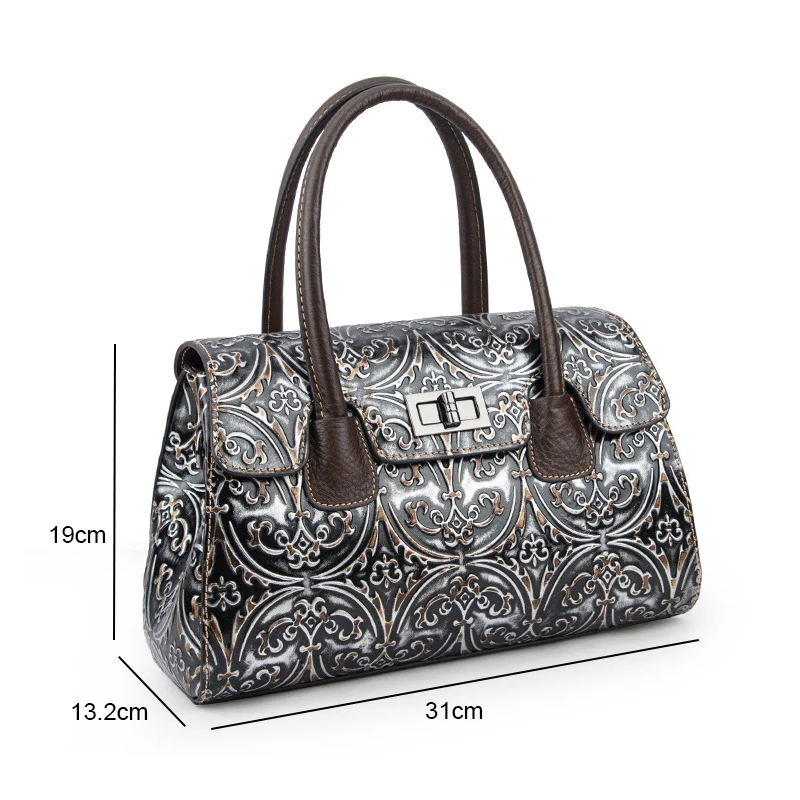 

YourSeason Handmade Embossing Ladies Genuine Leather Handbags 2021 Vintage Cowhide Women Shoulder Crossbody Bags Large Capacity