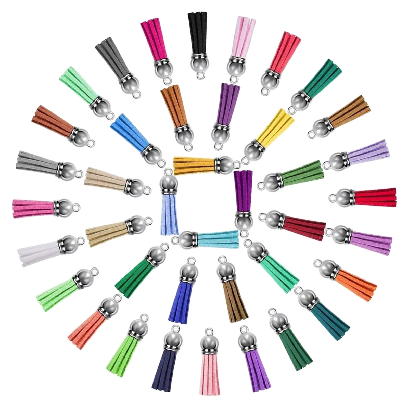 

200Pcs Key Chain Ring Tassel Pendants Bulk for Keychain Crafts Jewelry Making - 40 Colors, Each Color for 5PCS
