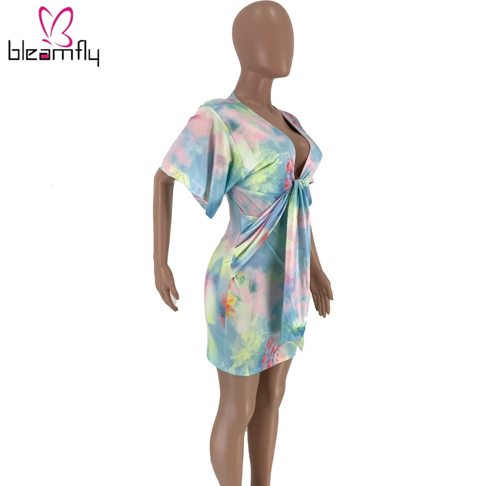 Новинка 2019 женское летнее платье с принтом Tie Dye Galaxy облегающее мини средней длины